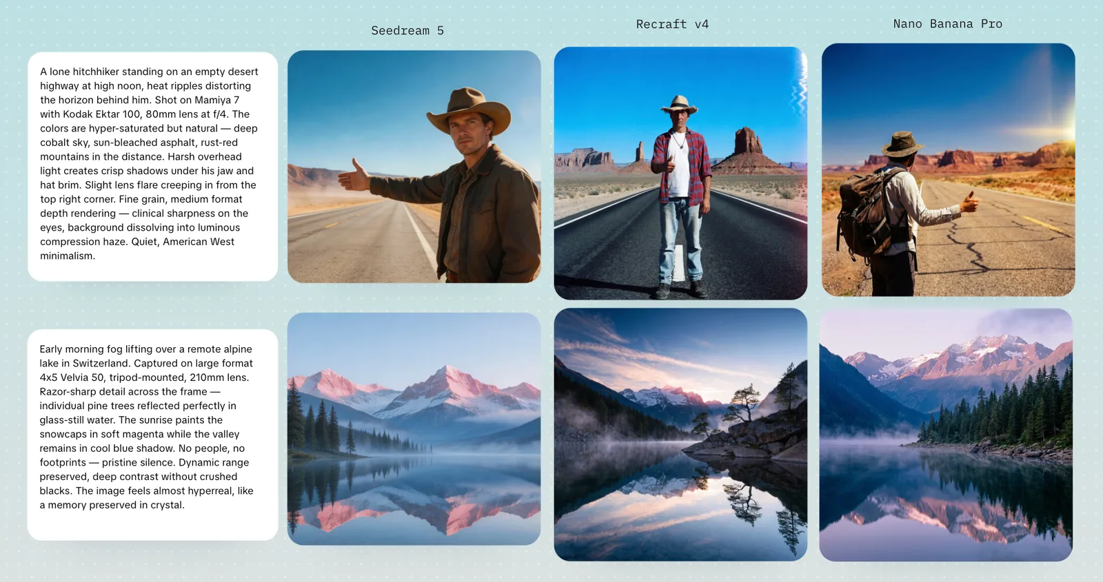 Comparación de generación en el canvas de Endless: mismo prompt, tres modelos lado a lado